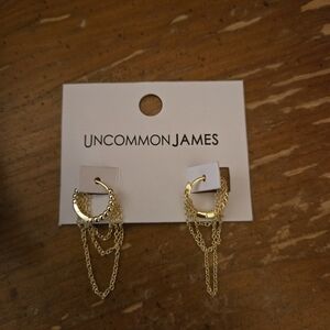 Uncommon James Gold Chains Huggies Drape Earrings
